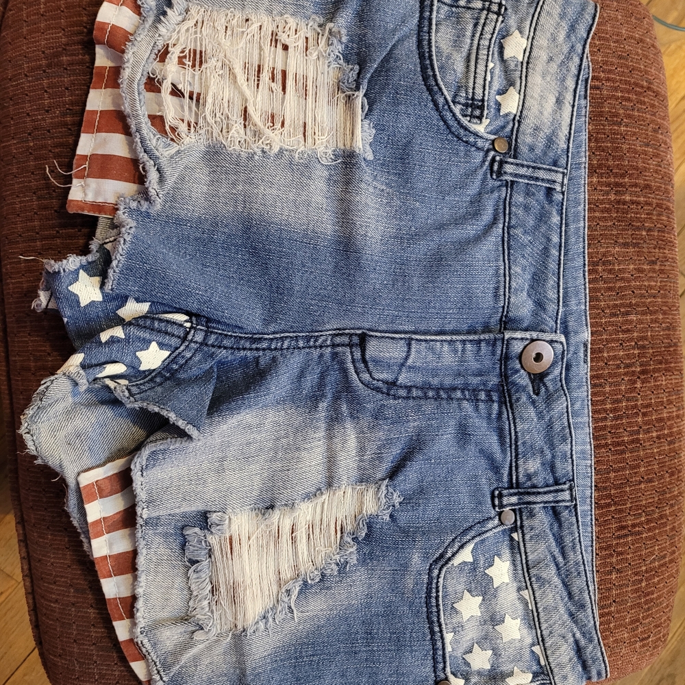 Xhilaration Distressed Denim Shorts with Star Accents Sz.11